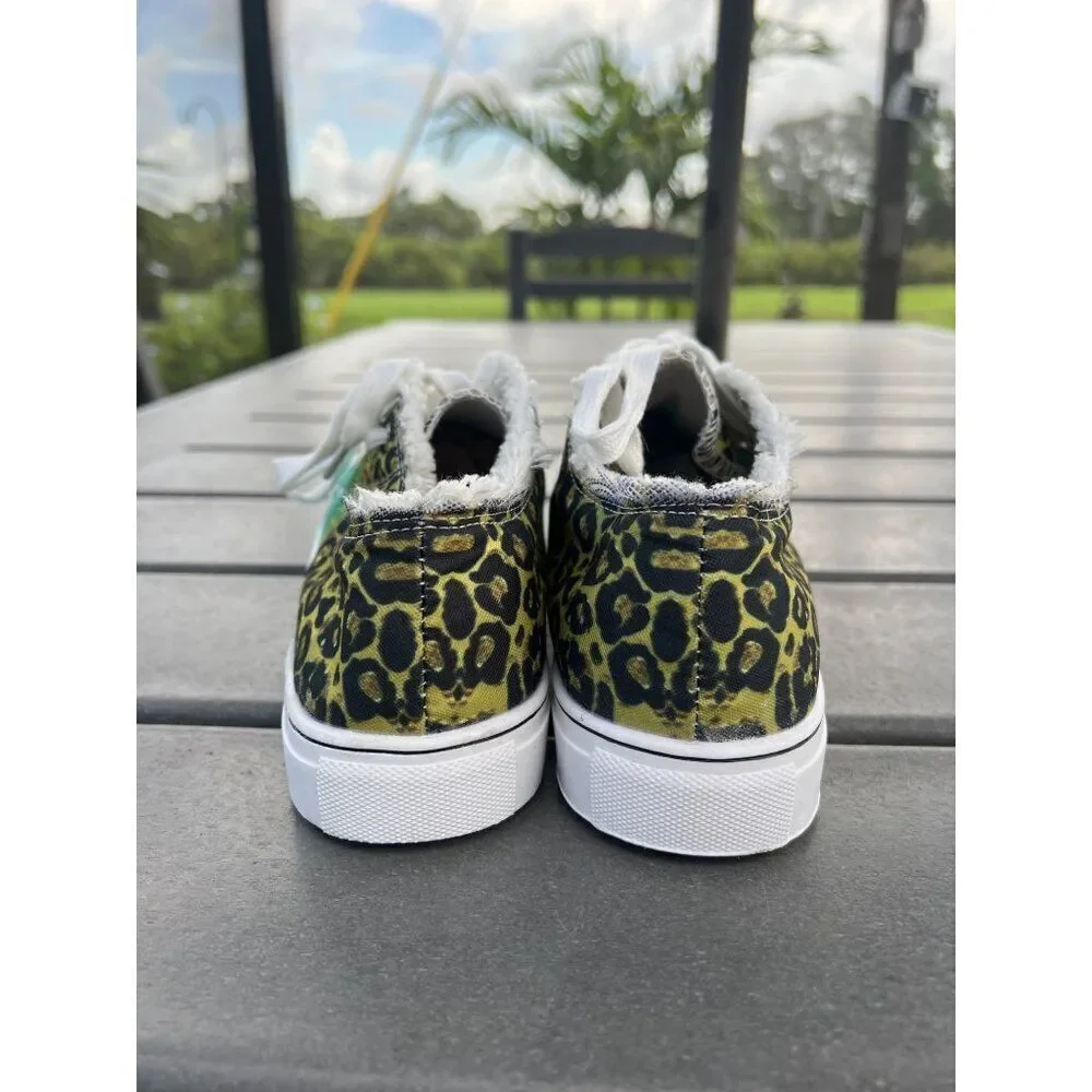 Women Leopard Print Canvas Casual Glitter Sequins Shoe size 41(10.5)